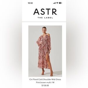 Astr Pink Floral Cold Shoulder Midi Dress